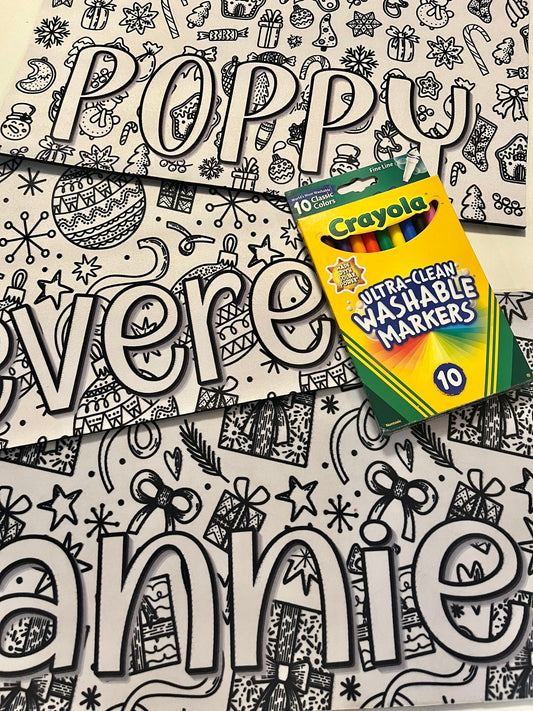 Personalized Christmas Coloring Placemat