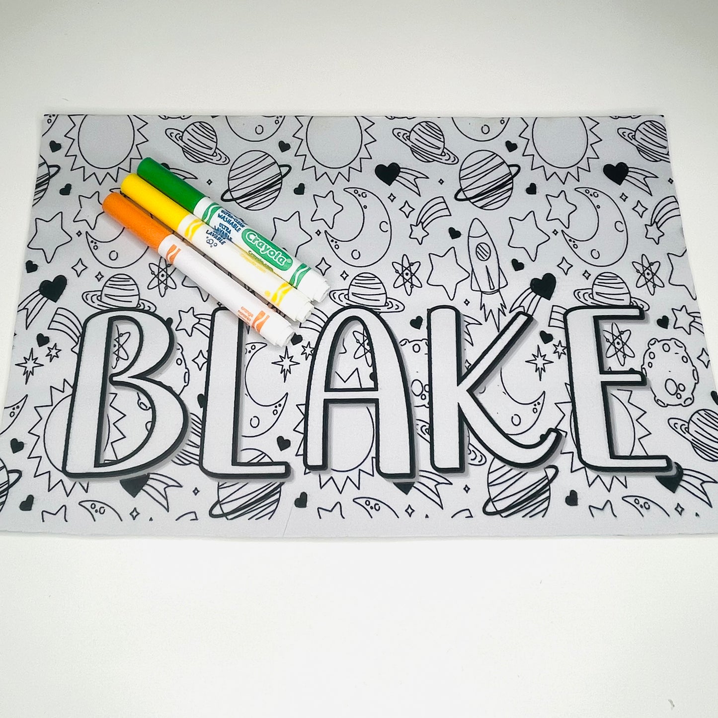 Personalized Coloring Name Placemat - Take Off Space Design