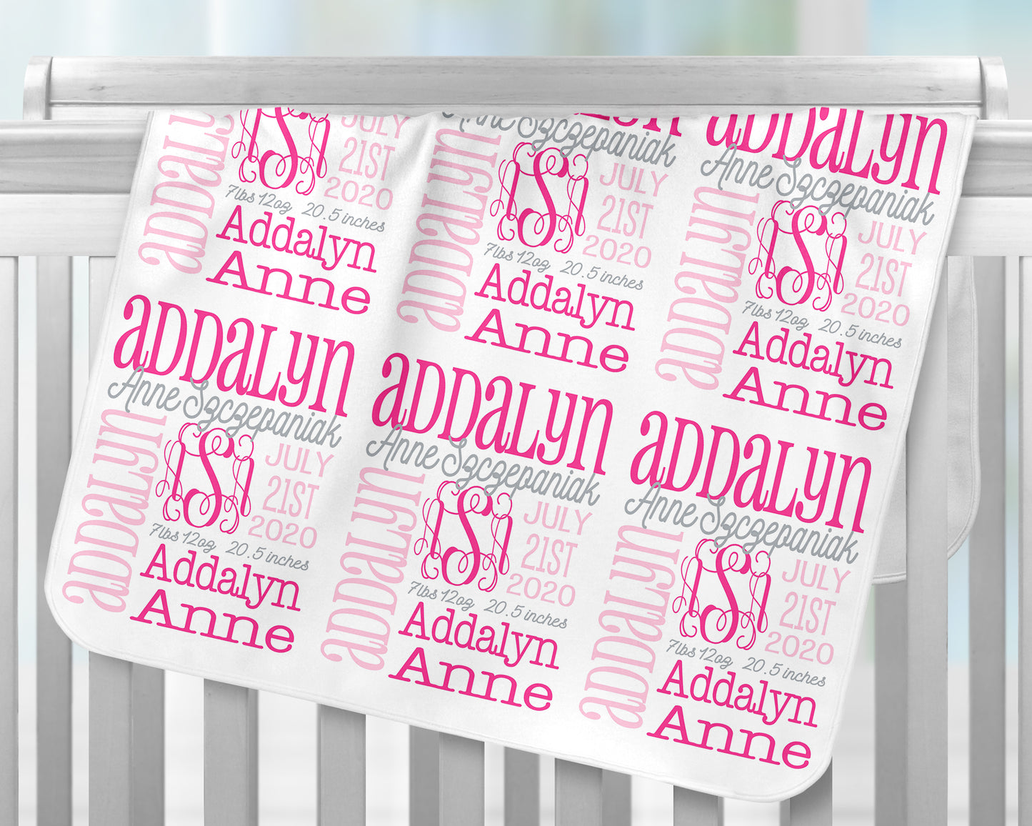 Personalized Baby Name Blanket - Classic Design with Birth Stats