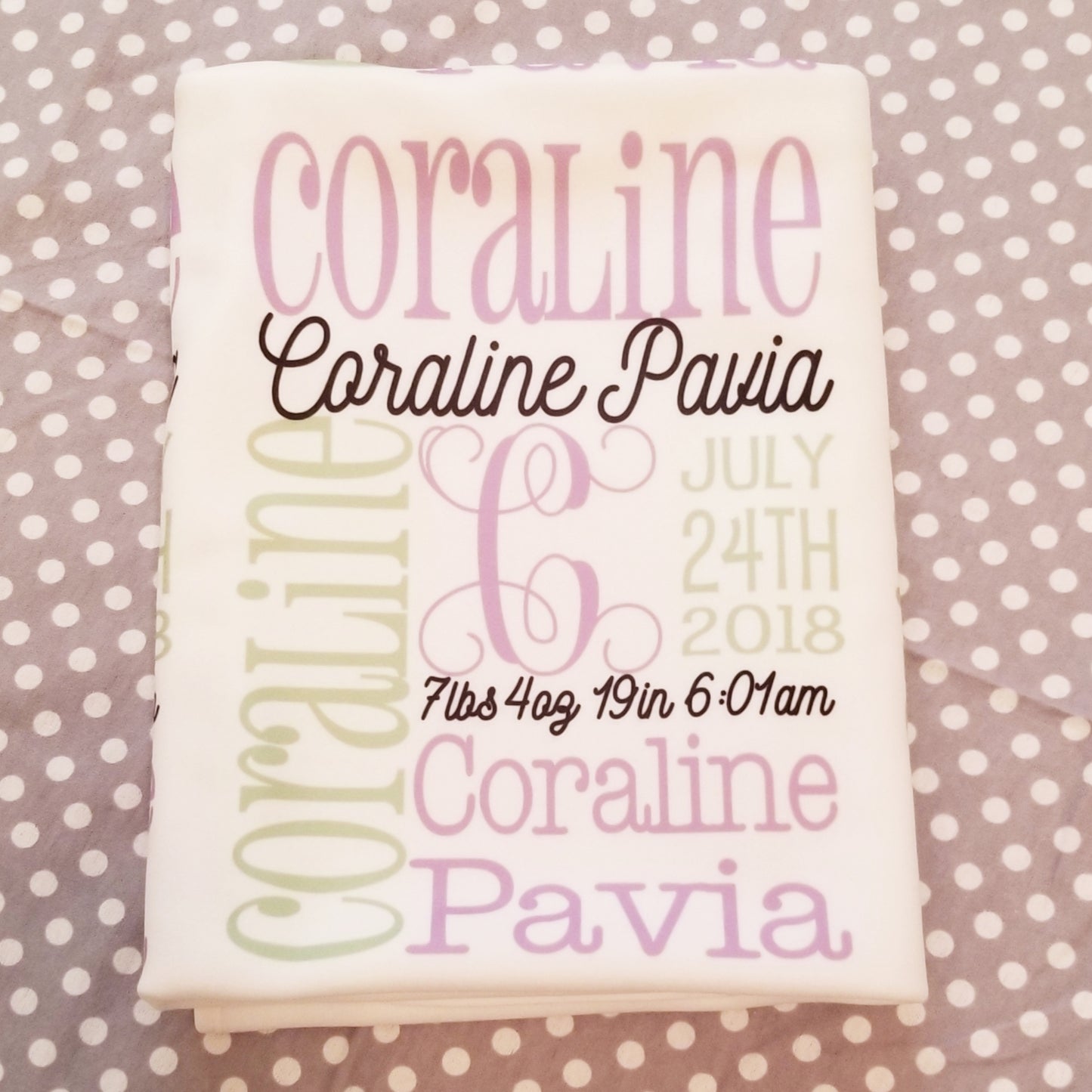 Personalized Baby Name Blanket - Classic Design with Birth Stats