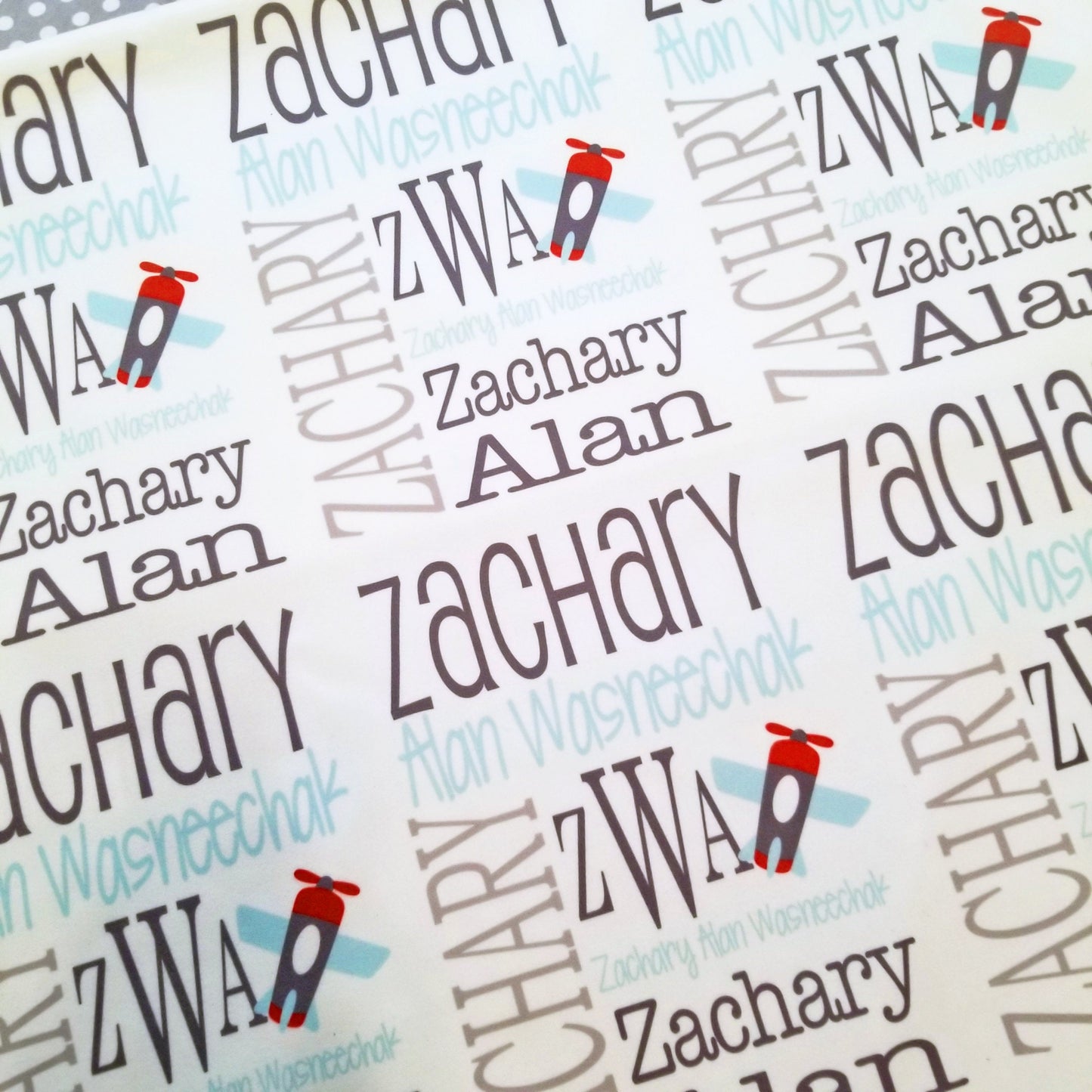 Personalized Baby Name Blanket - Block Monogram with Airplane