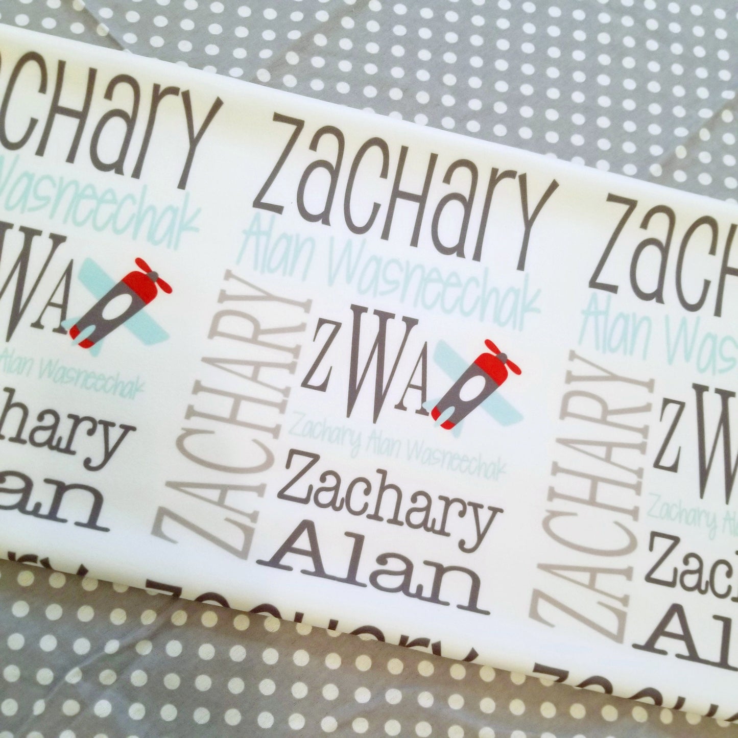 Personalized Baby Name Blanket - Block Monogram with Airplane