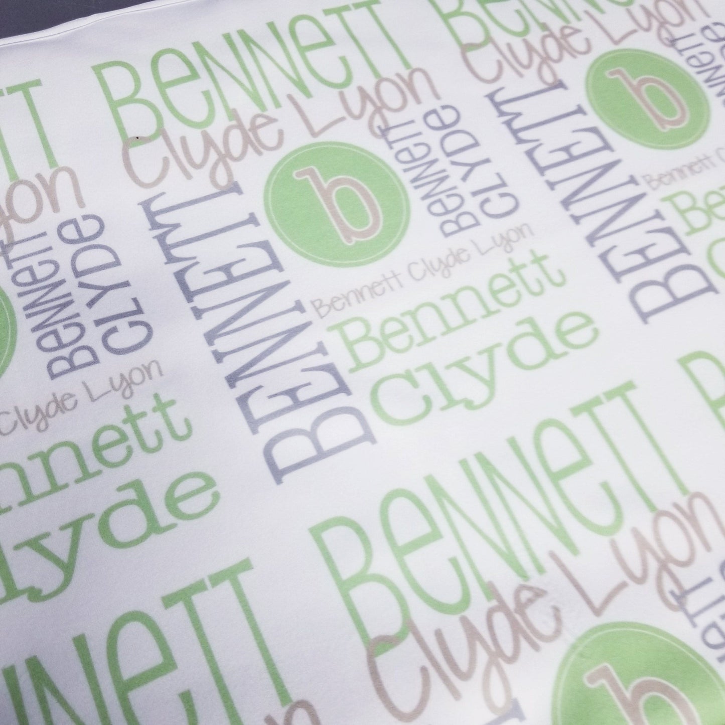 Personalized Baby Name Blanket - Circle Initial Design - Bennett