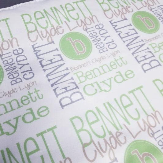 Personalized Baby Name Blanket - Circle Initial Design - Bennett