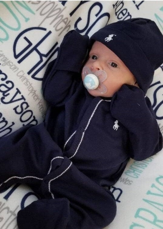 Personalized Baby Name Blanket - Classic Design - The Grayson