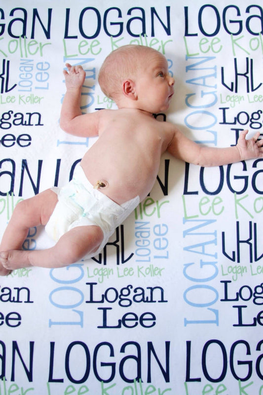Personalized Baby Name Blanket - Classic Design - The Logan